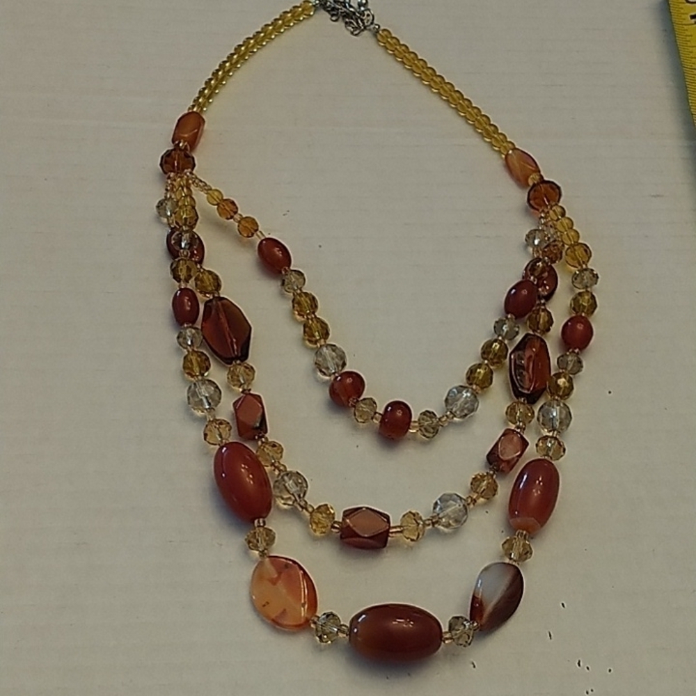 Three Tier Glass Beads Necklace